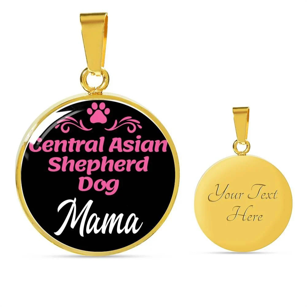 Asian Shepherd Dog Mama Personalized Engraved Gold Circle Necklace Custom Name
